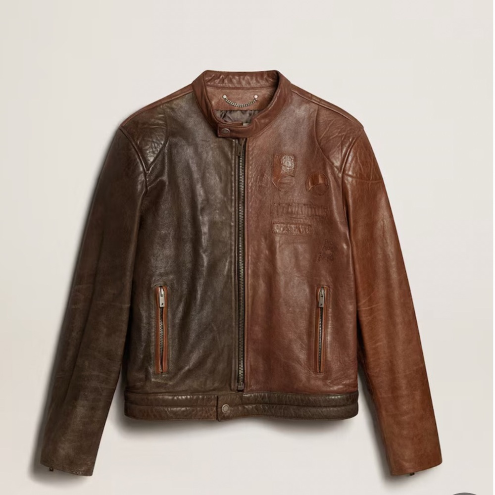 Authentic Brand New Golden Goose Brown Biker Inspired Leather Jacket